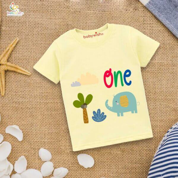 One Year Birthday Unisex T-Shirt Half Sleeve Round Neck Topwear tee for kids - Image 4
