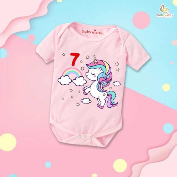 Seven month unisex baby romper half sleeve round neck onesie - Image 3