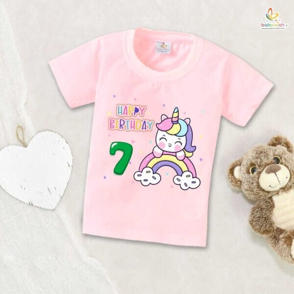 Seven Year Birthday Unisex T-Shirt Half Sleeve Round Neck Topwear tee for kids - Image 3