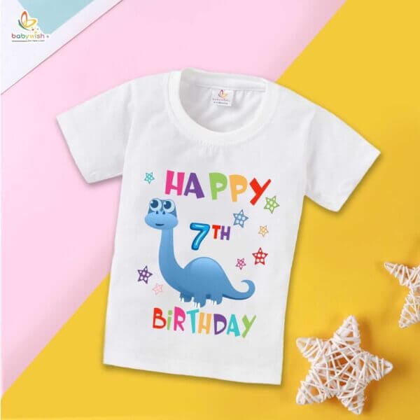 Seven Year Birthday Unisex T-Shirt Half Sleeve Round Neck Topwear tee for kids - Image 2