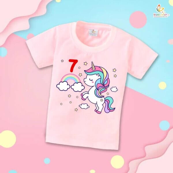 Seven Year Birthday Unisex T-Shirt Half Sleeve Round Neck Topwear tee for kids - Image 3