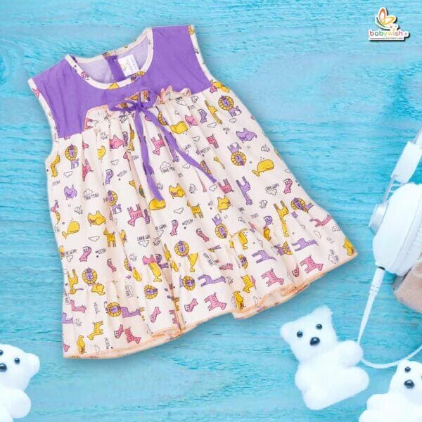 Babywish Baby Girl Cotton Frock Newborn Girl Knee Length Sleeveless Dress Jungle Theme Printed - Image 8