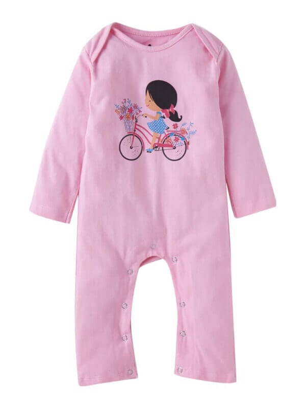 Baby Boy's and Baby Girl’s Bodysuits Cotton Full Sleeve Rompers Onesies for Infant Pink Floral Print Set of 2 - Image 2