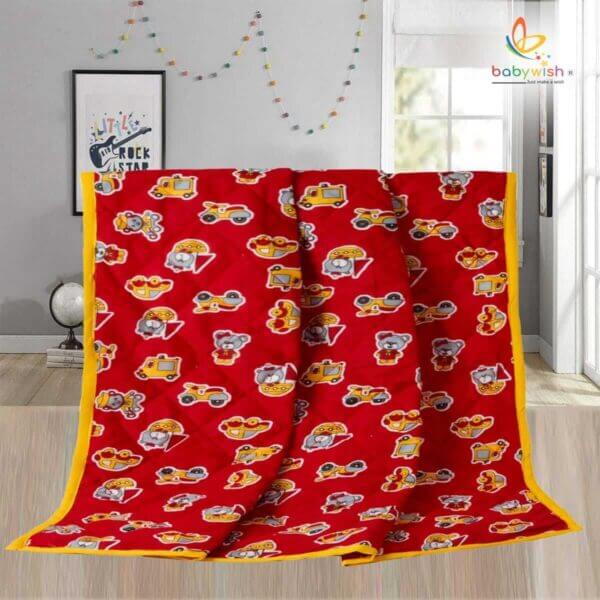 GOTS Certified Organic Cotton Baby Dohar Blanket for Newborn Soft Crib All Seasons Quilt for Microfiber Giftset - Red Dear Bear - Image 5