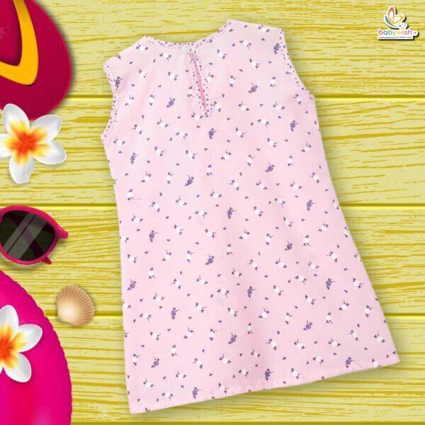 Babywish Baby Girl Cotton Frock Newborn Girl Knee Length Sleeveless Dress Floral Theme Printed - Image 8