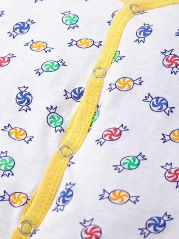 kids top bottom baby Jhabla Set Full Sleeve Pure Cotton kids tshirt Jhabla pajama set - Yellow Candy Print - Image 4