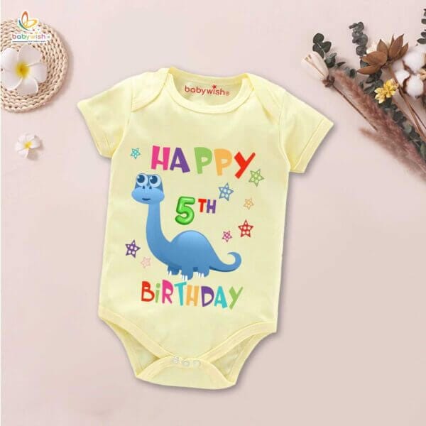Five month unisex baby romper half sleeve round neck onesie - Image 4
