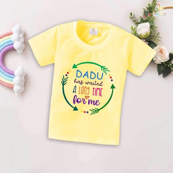 Dadu Has Waited a Long Time for Me T-Shirt – My Dadu & Dadi Matching Family T-Shirt – Emotional Grandparents Gift, Soft Cotton Tee for Dadu & Dadi – Babywish - Image 4