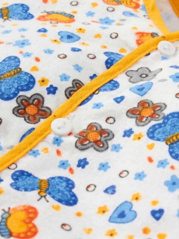 kids top bottom baby Jhabla Set Full Sleeve Pure Flannel kids tshirt Jhabla pajama set - Blue Butterfly Print - Image 4
