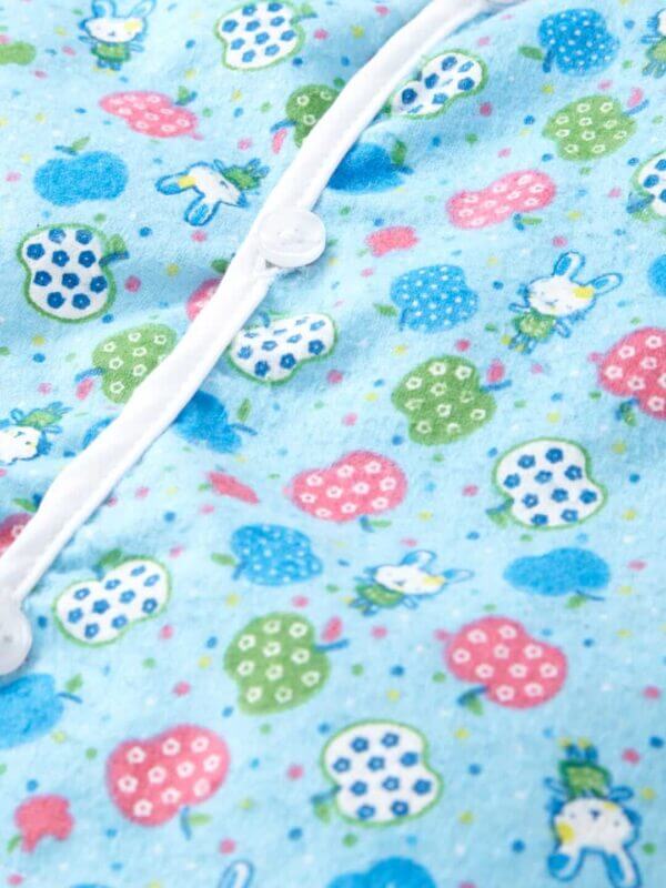 kids top bottom baby Jhabla Set Full Sleeve Pure Flannel kids tshirt Jhabla pajama set - Blue Flannel Fruits Print - Image 4