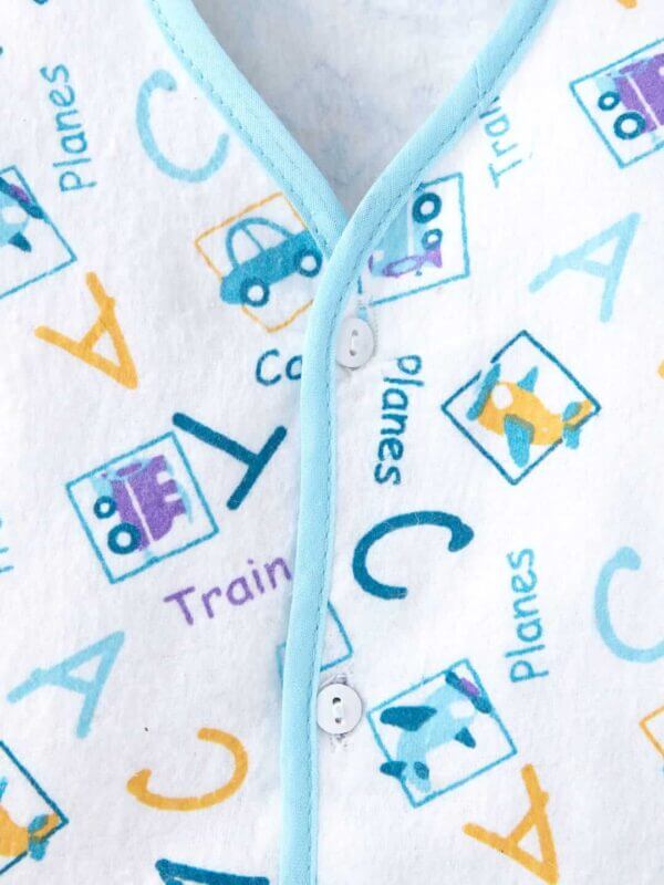 kids top bottom baby Jhabla Set Full Sleeve Pure Flannel kids tshirt Jhabla pajama set - Blue Flannel Alphabet Print - Image 4
