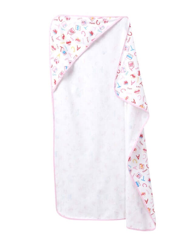 Baby Flannel hooded towels for new born Alphabets Printed Bath Towel for Boys and Girls Infants kids towel - Image 4