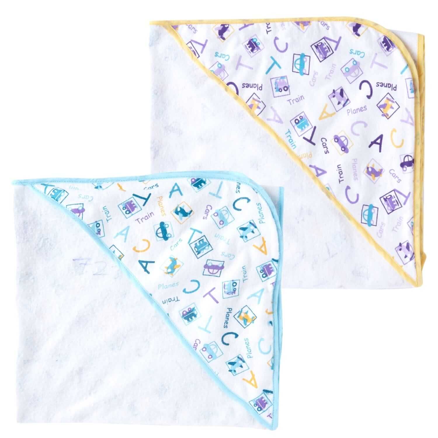 Baby Flannel Hooded Towels for Newborn – Soft Alphabet Printed Bath Towel for Boys and Girls, Infant Kids Hooded Bath Towel for Comfortable Drying