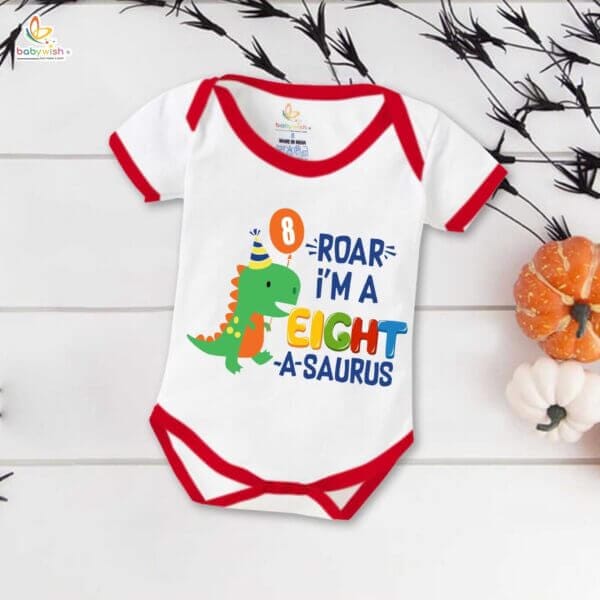 Eight month unisex baby romper half sleeve round neck onesie - Image 5