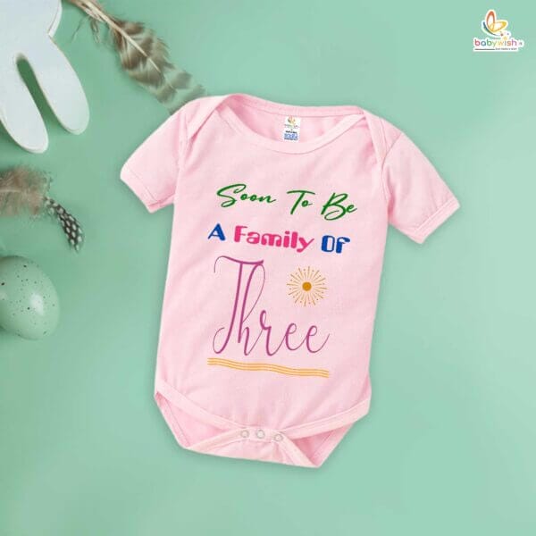 Pregnancy Announcement Baby Romper – My Pregnancy Reveal Bodysuit for Baby Girl or Boy – Soon to Be a Family of Three Outfit – Babywish - Image 3