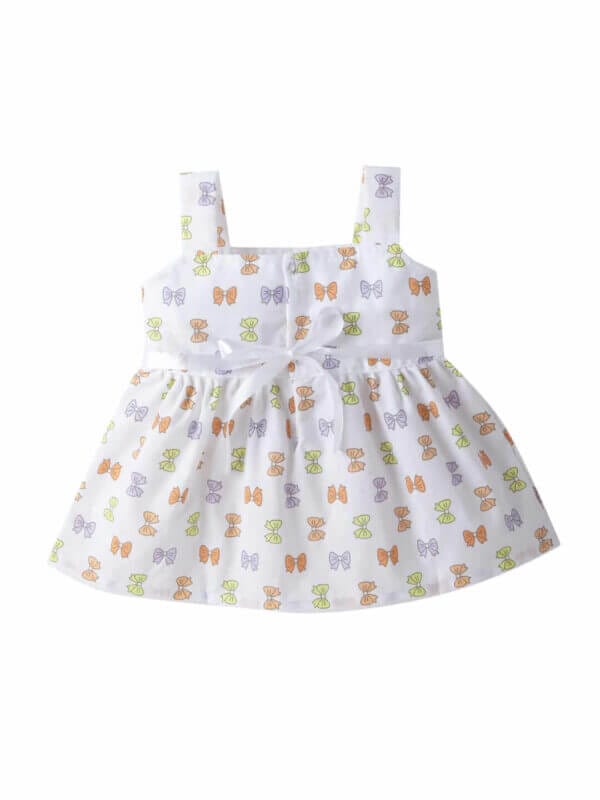 Baby Girl Cotton Frock Newborn Girl Knee Length Dress Bow Strip Print - Image 3