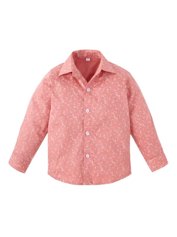 Toddler Boys Full Sleeve Shirt – Pink Leaf Print Casual Shirt for Kids and Baby Boys – Soft Comfortable Everyday Outfit – Babywish - Image 5