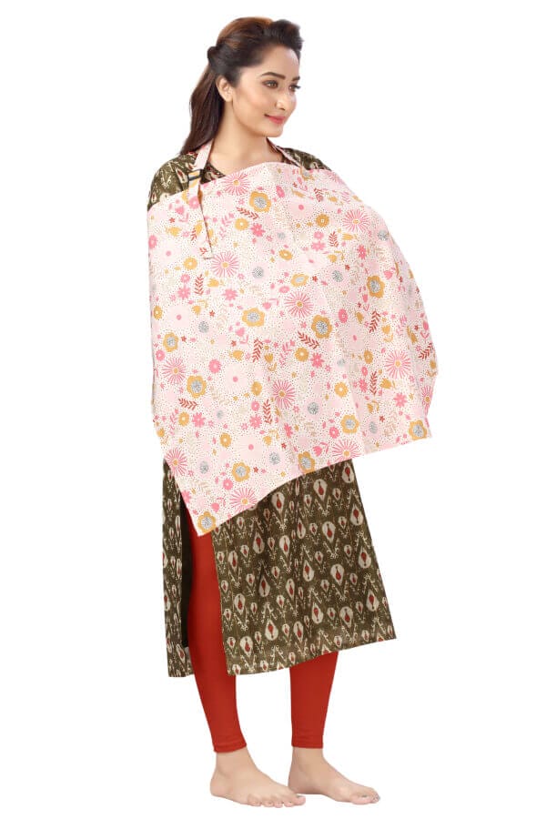 Nursing covers for Mother Breathable feeding cover for Breastfeeding 360° Coverage Protection Cover - Orange Sunflower Floral - Image 3