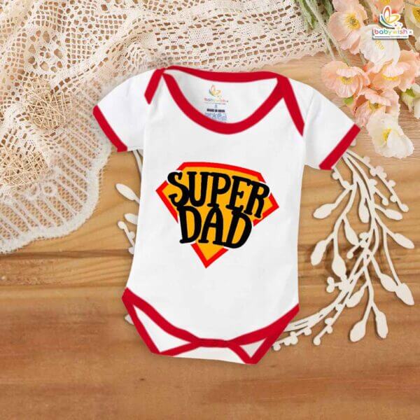Super Dad Baby Romper – Funny Father's Day Baby Bodysuit | Daddy and Me Outfit, New Dad Gift, Babywish