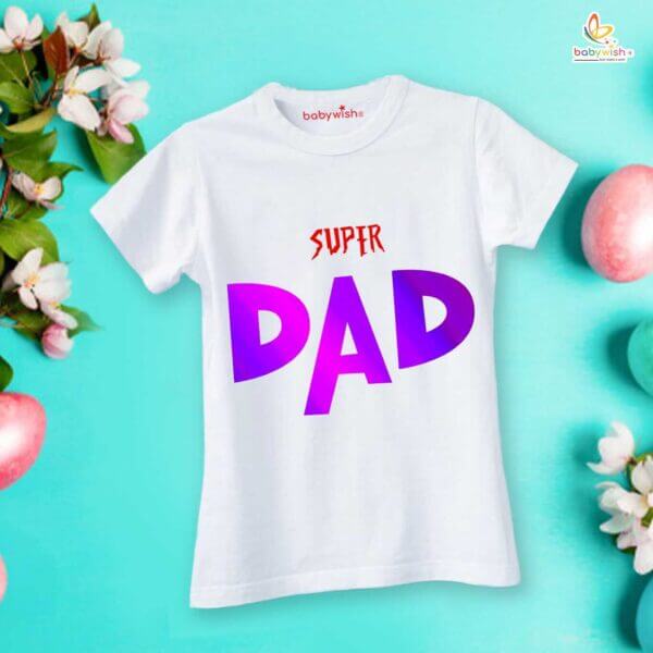 Super Dad Super Son Matching T-Shirt & Romper Combo for Father's Day | White Outfit Set for Dad and Baby | Fun Gift Pack of 2 for Father's Day Celebration - Babywish - Image 2