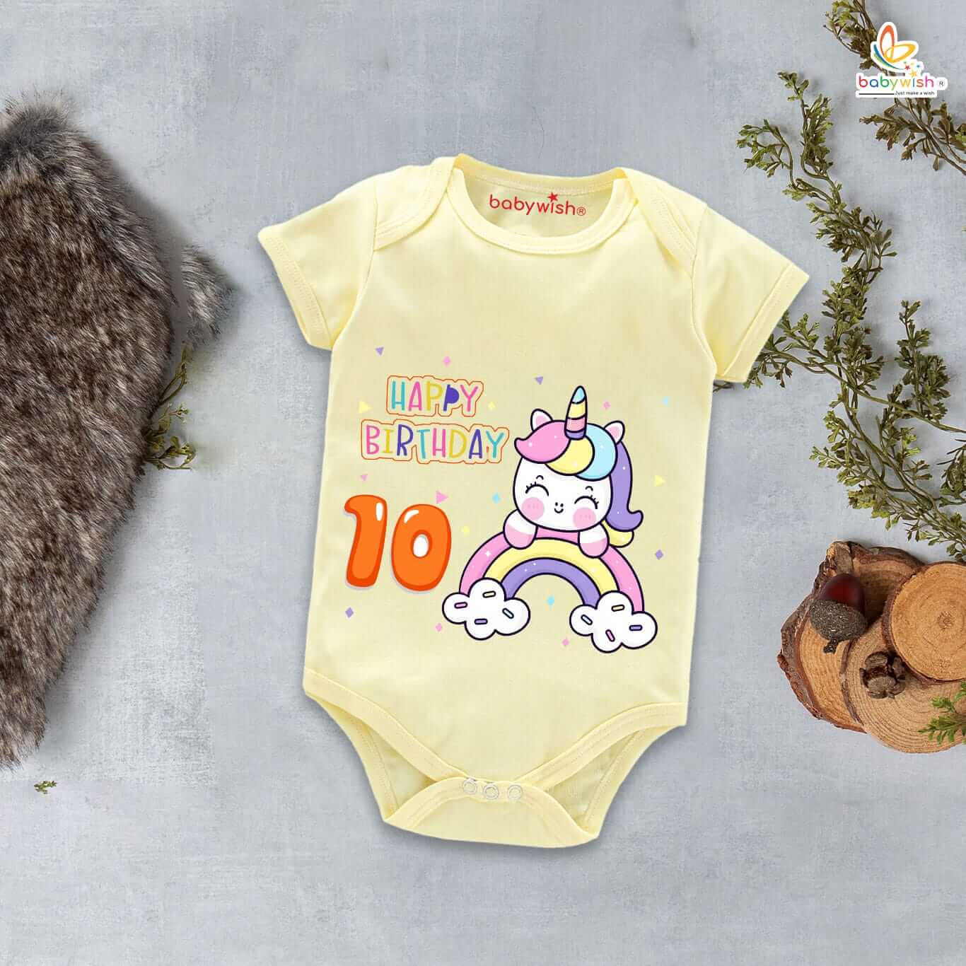 10 Month Baby Romper for Boys & Girls | Unisex Cotton Half Sleeve Round Neck Onesie | Comfortable Infant Bodysuit Outfit for Daily Wear