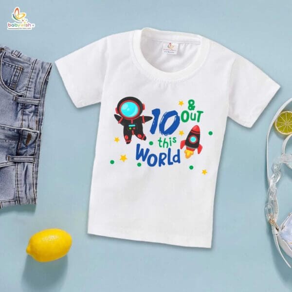 Ten Year Birthday Unisex T-Shirt Half Sleeve Round Neck Topwear tee for kids - Image 2