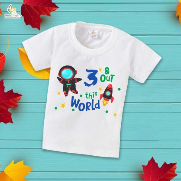 Three Year Birthday Unisex T-Shirt Half Sleeve Round Neck Topwear tee for kids - Image 2