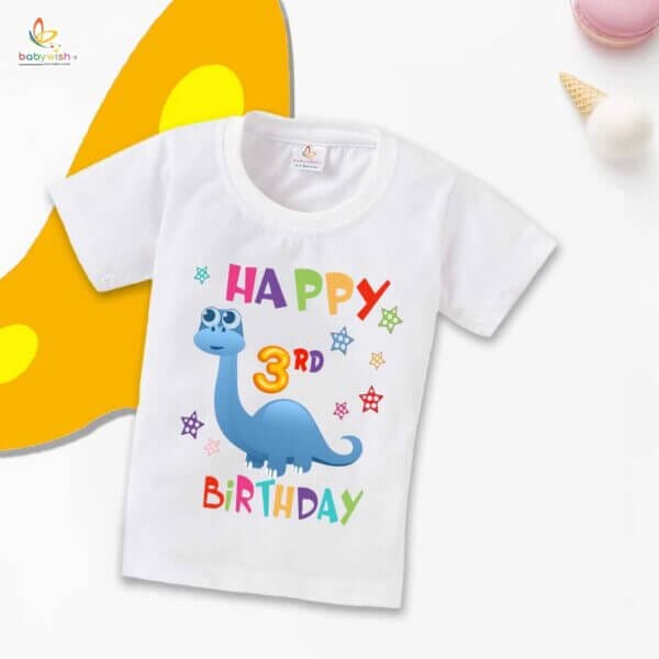 Three Year Birthday Unisex T-Shirt Half Sleeve Round Neck Topwear tee for kids - Image 2