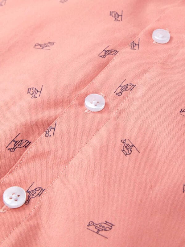 Toddler Boys Full Sleeve Shirt – Peach Helicopter Print Casual Shirt for Kids and Baby Boys – Fun and Comfortable Everyday Outfit – Babywish - Image 2