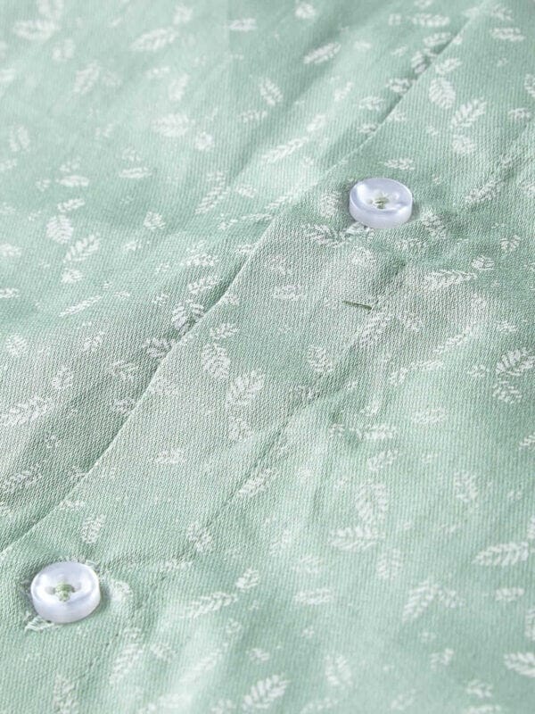 Toddler Boys Half Sleeve Shirt – Green Feather Print Casual Summer Shirt for Kids and Baby Boys – Stylish Lightweight Outfit – Babywish - Image 2