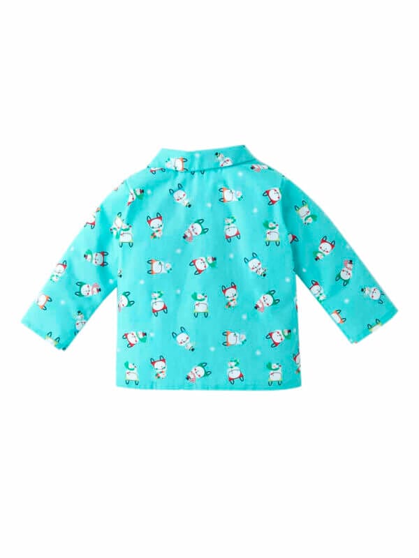 Kids Sleepsuit for Baby Boy’s and Girl’s Topwear and Pajamas Set Long Sleeve Sleepwear Baby Clothing Sets - Blue Snowman Theme - Image 3