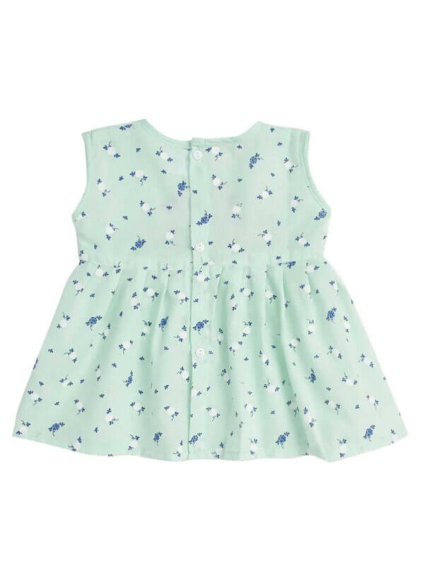 Baby Girl Cotton Frock Newborn Girl Knee Length Sleeveless Dress White Lotus Theme Printed - Image 9