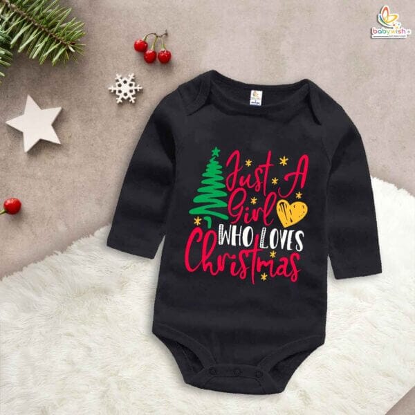 Babywish Christmas Romper Clothes My First Merry Bodysuit Romper Just a girl who love christmas - Image 4