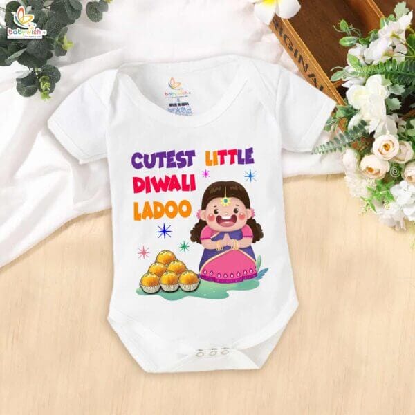 Babywish Baby Diwali Romper Bodysuit My First Diwali Cutest Diwali Sweets Ladoo - Image 5