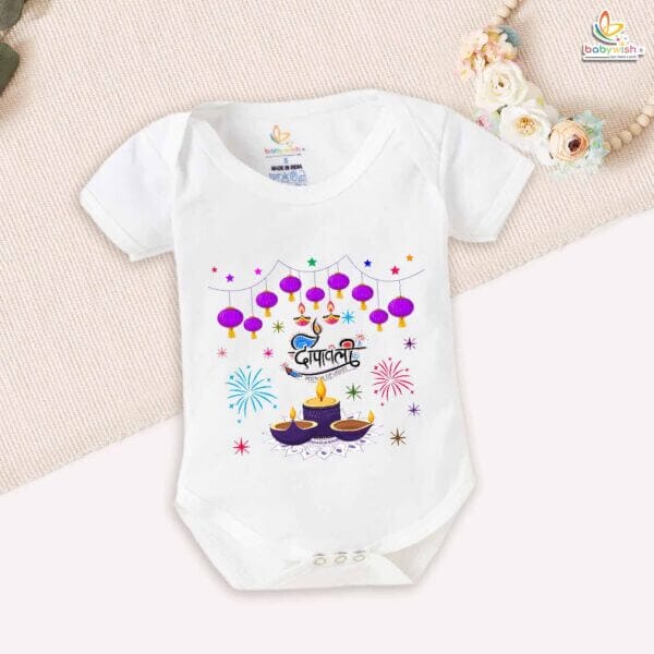 Babywish Baby Diwali Romper Bodysuit My First Diwali Diwali Celebrations With Sweets - Image 5