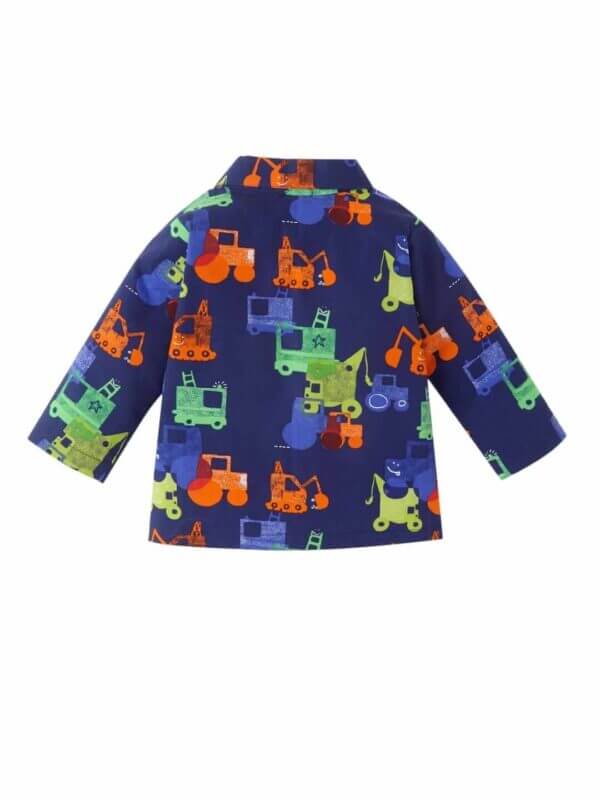 Kids Sleepsuit for Baby Boy’s and Girl’s Topwear and Pajamas Set Long Sleeve Sleepwear Baby Clothing Sets - Blue Construction Print - Image 3
