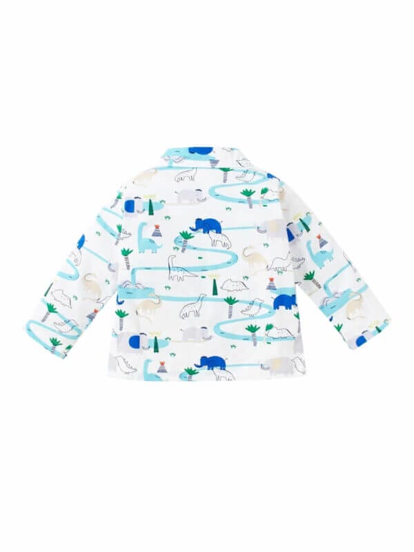 Kids Sleepsuit for Baby Boy’s and Girl’s Topwear and Pajamas Set Long Sleeve Sleepwear Baby Clothing Sets - Blue Elephant Print - Image 3