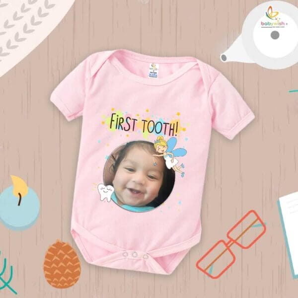 Baby First Tooth Romper – “My First Tooth” Bodysuit with Tooth Fairy Print | Baby Milestone Outfit for Boys & Girls – Babywish - Image 4