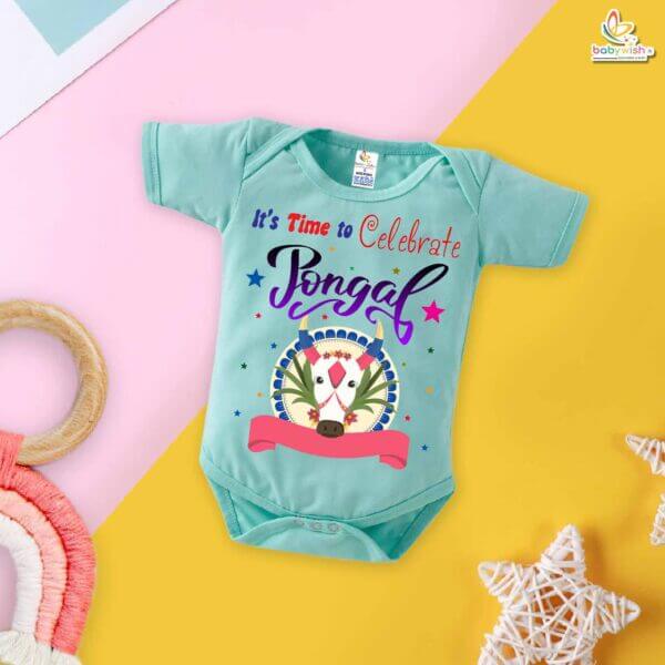 Babywish Pongal Romper – My First Pongal Bodysuit | Pongal Cow Print Design for Baby Boys & Girls – Babywish - Image 4