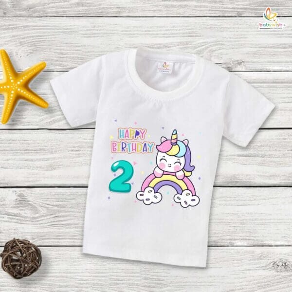 Two Year Birthday Unisex T-Shirt Half Sleeve Round Neck Topwear tee for kids - Image 2