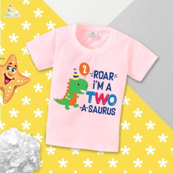 Two Year Birthday Unisex T-Shirt Half Sleeve Round Neck Topwear tee for kids - Image 2