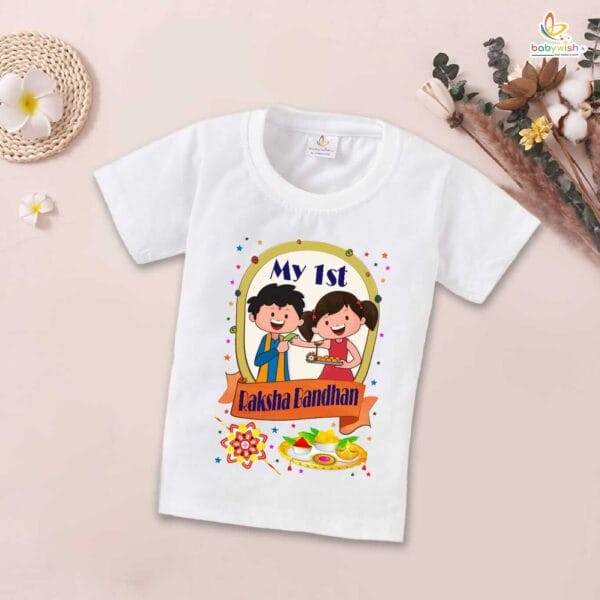 Rakshabandhan Matching T-Shirt for Brother Sister | White Baby Tee | Rakhi Gift Dress for Infants – Babywish - Image 4