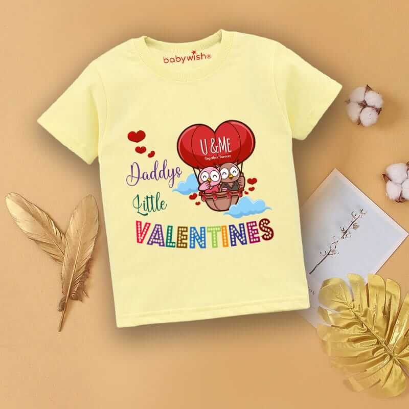 Valentine’s Day T-shirt for Kids | Unisex Valentine Topwear Outfit | Printed Half Sleeve T-shirt Dress for Boys & Girls “U & Me on Valentine” | Cute Gift for Kids