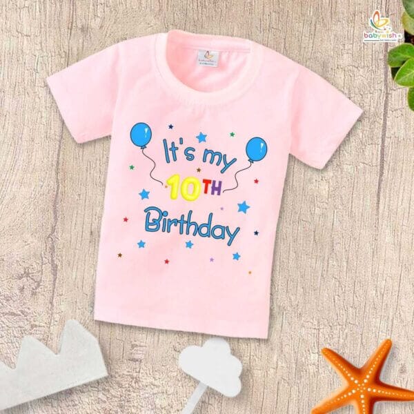 Ten Year Birthday Unisex T-Shirt Half Sleeve Round Neck Topwear tee for kids - Image 3