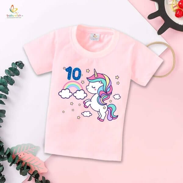 Ten Year Birthday Unisex T-Shirt Half Sleeve Round Neck Topwear tee for kids - Image 3