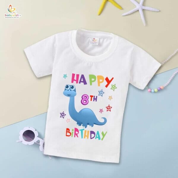 Eight Year Birthday Unisex T-Shirt Half Sleeve Round Neck Topwear tee for kids - Image 2
