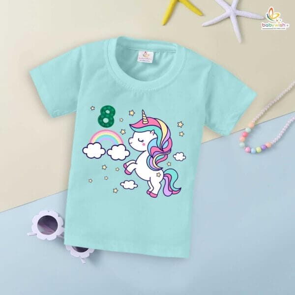Eight Year Birthday Unisex T-Shirt Half Sleeve Round Neck Topwear tee for kids - Image 2