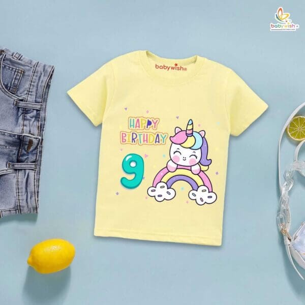 Nine Year Birthday Unisex T-Shirt Half Sleeve Round Neck Topwear tee for kids - Image 4