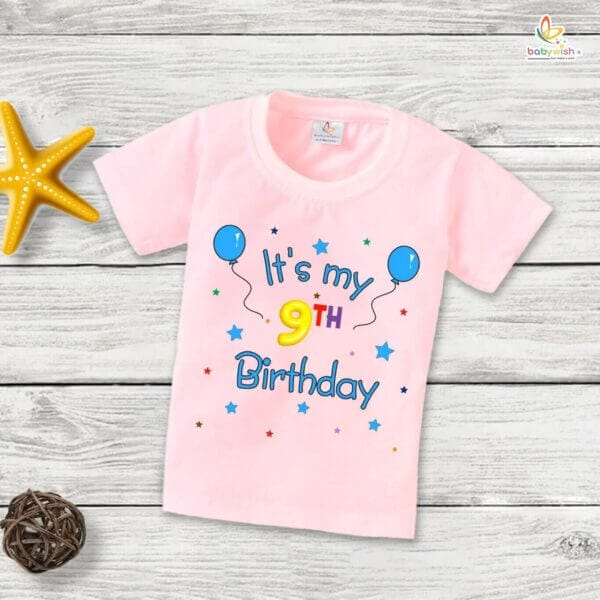 Nine Year Birthday Unisex T-Shirt Half Sleeve Round Neck Topwear tee for kids - Image 3