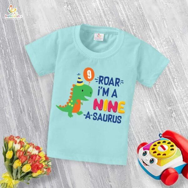 Nine Year Birthday Unisex T-Shirt Half Sleeve Round Neck Topwear tee for kids - Image 3